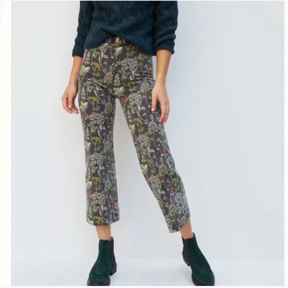Pilcro Water Floral Boho High-Rise Wide Art Chic Hipster Hippie Peasant Jeans
